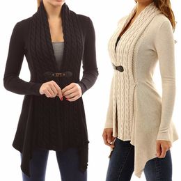 Sweaters Fashion 2018 Women Harujuku Crop Top Women Cardigan Knitted Sweater Winter Clothes Scarf Collar Lady Coat Plus Size