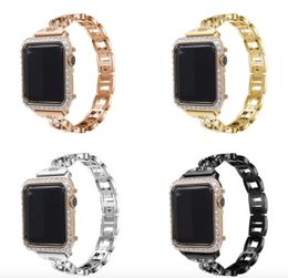 38MM 42MM Women Watch Band for Apple Watch Crystal Diamond Embed Metal Link Wrist Watch Band Strap Bracelet for iwatch