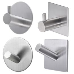 Stainless Steel Strong Self Adhesive Towel Hook Heavy Duty Key Rack Bathroom Kitchen Wall Door Towel Hanger