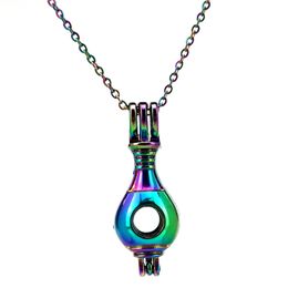 Beads Cage Charm Bottel Charm Rainbow Color Locket Diffuser Pendant 5X-C944