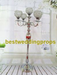 new product elegant Tall metal and crystal candelabra Centrepieces wedding gold , silver candelabra 5 arm decoration best0276