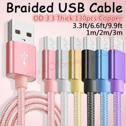 Cavi in tessuto più spessi e veloci Tipo c Cavo caricabatterie USB in lega intrecciata Micro V8 per Samsung S6 S7 Edge S9 S8 HTC