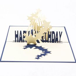 3D Pop Up Paper Laser Cut Greeting Cards Creative Handmade Star Birthday Thank You Card For Kids Festive Party Supplies