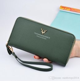 Fabrik Großhandel Marke Handtasche Leder Brieftasche koreanische große Kapazität Frauen Mode geprägte Leder lange Brieftaschen Karte Hand Farbe Süßigkeiten Geldbörse