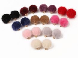 100Pcs/lot Fur Ball Beads Charms Fashion Fur Covered Pearl Jewellery Pendant Earrings Made DIY Jewellery Bracelet Making findings 15mm