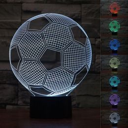3D LED Night Light Table Desk Optical Illusion Lamp 7 Color lighting football #R45