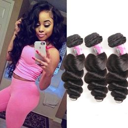 Peruvian Human Hair Cambodia 3 Bundles Loose Wave Virgin Hair Extensions 8-28inch Natural Color Loose Wave Curly Extensions Wefts 95-100g