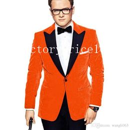 Wholesale And Retail Cool One Button Groomsmen Peak Black Lapel Groom Tuxedos Men Suits Wedding/Prom Best Man Blazer ( Jacket+Pants+Tie) 887