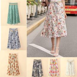 women fashion skirt women line pleated skirts New Bohemia prints bust dresses wholesale prints half length dresses A line skirts