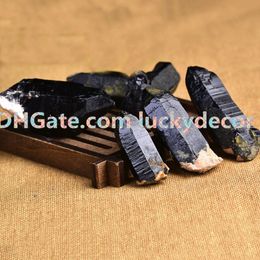 100g Irregular Small Random Size Raw Druzy Black Quartz Points, Natural Rough Rock Smokey Black Quartz Mineral Sticks w/ Epidote and Pyrite