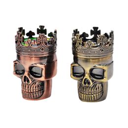 Skull Metal Smoking Herb Grinders Spice Crusher Smoking Grinder Hand Crank Crusher With Sticker Zinc Alloy Pepper Hand Herb Grinder Miller