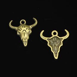 80pcs Zinc Alloy Charms Antique Bronze Plated oxhead skull Charms for Jewelry Making DIY Handmade Pendants 21*20mm