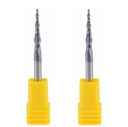 2PCS/set R0.5*D4*20.5*50L*2F HRC55 Tungsten Solid Carbide Coated Tapered Taper Ball Nose End Mill Cone Type CNC Milling Cutter
