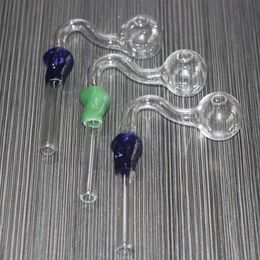5.5 Inch Glass Skull Oil Burner Smoking Handle Pipes Curved Hand Blown Recycler