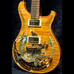 1999 Paul Smith Dragon 2000 #30 Violin Amber Flame Maple Top Electric Guitar No Inlay Fretboard,Double Locking Tremolo, Wood Body Binding