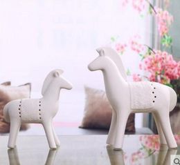 2pc ceramic horse home decor crafts room decoration ceramic kawaii ornament porcelain figurines animal figurines decorations