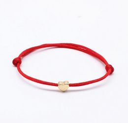 2018 10pcs/lot Lucky Golden Heart Bracelet For Women Children Red String Adjustable Bracelet DIY Jewellery