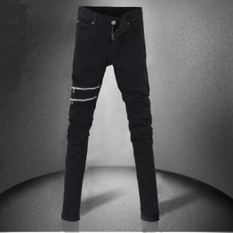 2022 männliche schwarze skinny jeans Herbst neue Männer `s schwarze super dünne Jeans wenig dehnbare elastische slimische passende Bleistifthose mit Reißverschluss für männlich