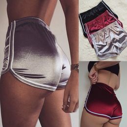 Shorts Summer Women Casual Loose Shorts Workout Waistband Bottom Shorts Black Silver Wine Red Hot