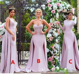 Stylish Appliqued Pink Long Bridesmaid Dresses 2018 Strapless Soft Satin Long Sleeve Wedding Guest Dress Maid Of The Honour Gowns