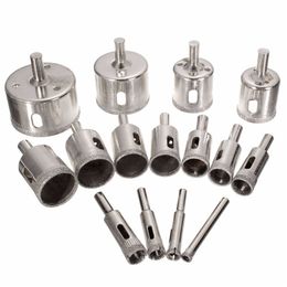 Freeshiping 15Pcs/lot 6mm-50mm Diamond Holesaw Drill Bit Tool for Ceramic Porcelain Glass Marble 6/8/10/12/14/16/18/20/22/25/26/28/30/40/50m