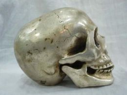 Wonderful tibet silver big skull death's head netsuke sculpture Collectible Old Handwork copper Silver Bronze