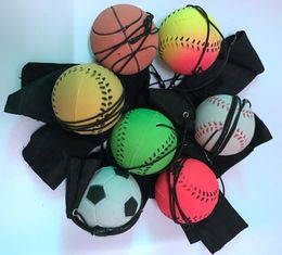 Balls Ballls New Fun Bouncy Fluorescent Rubber Ball Wrist Band Ball Basketball Soccer Softball Toys Funny Elastic Ball Training Kids Toys