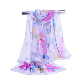 Fashion Butterfly Print Scarf Lady Elegant Chiffon Shawl Scarve Wrap Pashmina High Quality Print hijab 10 Colors