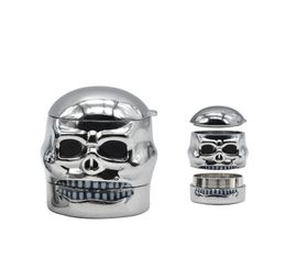 3 layer detachable smoke grinder, skull, metal teeth, cigarette grinding machine, ghost and cigarette mill.