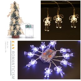 2.5M 20 Led Crutches Design Christmas LED String Lights Battery Powered Decorative Fairy Lights for Christmas Wedding Decoration