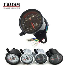 TKOSM Motorcycle Speedometer Odometer Gauge ATV Bike Scooter Backlit Dual Speed Metre with LED Indicator DC 12V 0~160km/h