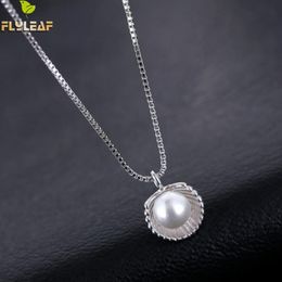 925 Sterling Silver Shell Shaped Imitation Pearl Necklaces & Pendants For Women Fashion Allergy Friendly Jewellery Girl Gift