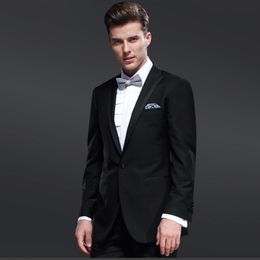 Handsome Men Suits Black Peaked Lapel Wedding Suits Evening Dress Bridegroom Custom Made Slim Fit Tuxedos Best Man Blazer Prom Party 2Piece