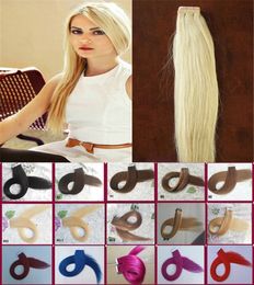 Tape In Human Hair Extensions Straight 613# blonde Tape In Extensions 40pc Machine Made Remy Hair On Adhesives Tape PU Skin Weft Invisible