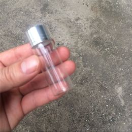 14ml Glass Bottles Screw Cap Silver Aluminium Lid Empty Glass Jars Vials Bottles Sealing up Skin Cream 100pcs