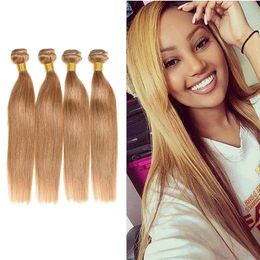 Brazilian Straight Blonde Human Hair 4 Bundles Colored Brazilian 27# Honey Blonde Virgin Hair Weave Cheap Straight Human Hair Extensions