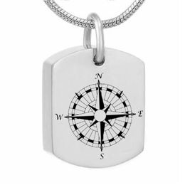 Detailed Large Compass Ash square Pendant Cremation Jewelry Urn Necklace Keepsake