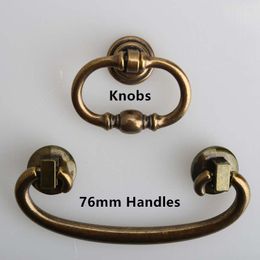 76mm dresser handle knobs bronze drawer cabinet pull 3" antique brass drop rings vintage furniture handles knob