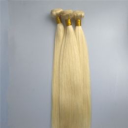 brazilian straight virgin hair Colour 613 bleach blonde human hair weave bundles remy hair extensions 3 4pcs double wefts free dhl