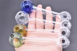 TOP quality Great cheap Colourful Great Pyrex Glass Oil Burner Pipe Clear Glass Tube Pipe Oil Nail Glass Oil Pipe Colour ball with rings