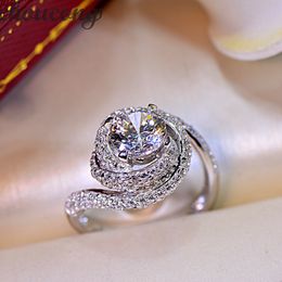 choucong Women Fashion Jewellery ring 2ct Diamond 925 Sterling silver Cross Engagement Wedding Band Ring for women