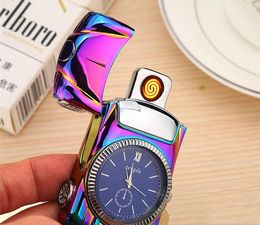 NewIntelligent ElectricLighter windproof USB type Cigarette lighter sensor rechargeable metal watch sports car novetly