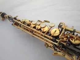 -Hohe Qualität MARGEWATE B (B) Sopran Saxophon Messing Schwarz Nickel Gold Gerade Sax Pearl Tasten Professionelle Instrumente