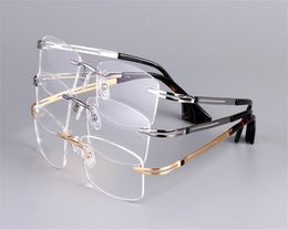 DOWER ME Business Pure Titanium Fashion Rimless Super Light Prescription Lens Optical Gold Silver Reading Eyeglasses BR9039