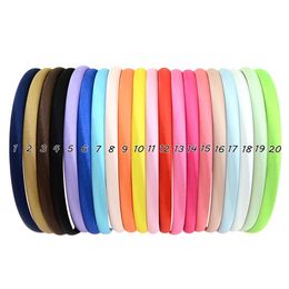 New Wholesale 20 Colours Satin Plain Hair Hoop Headbands Plastic Headbands DIY Hair Accessories for Women Girls Lady