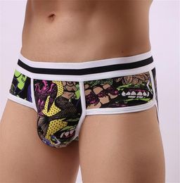 Graffiti Printed Hot Sale Sexy Men Coon Briefs Pouch Slip Cueca Gay Underwear