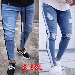 Mens Ripped Skinny Jeans Distressed Slim Fit washed Ripped Denim Biker Jeans Pants Stylish Jeans