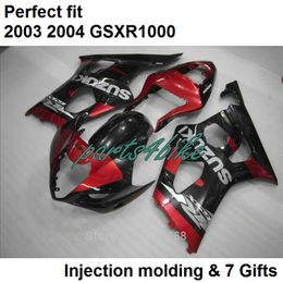 Black red fairings set for SUZUKI GSXR 1000 K3 2003 2004 fairing kit GSXR1000 03 04 bodywork GSXR1000 TG58
