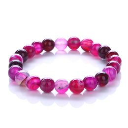 -2018 de moda joyería transferencia de suerte pulsera púrpura chakra yoga cuentas de piedra volcánica 8mm perlas de piedra natural Pulseras para mujeres