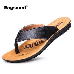 2018 Brand Summer Men slippers Male genuine leather Flip Flops for man vintage Casual Beach Sandals Non-slide Zapatos Shoes